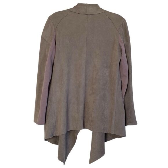 Blank NYC Taupe Faux Leather Suede Open Waterfall Drape Two Way Jacket Sz XS - Picture 7 of 16